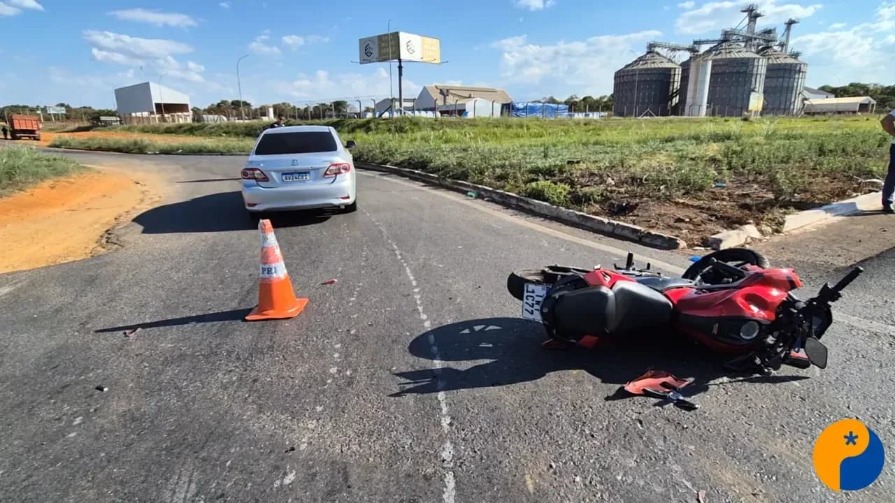 Motociclista fica gravemente ferido em acidente na BR-365, no trevo de Santana de Patos 